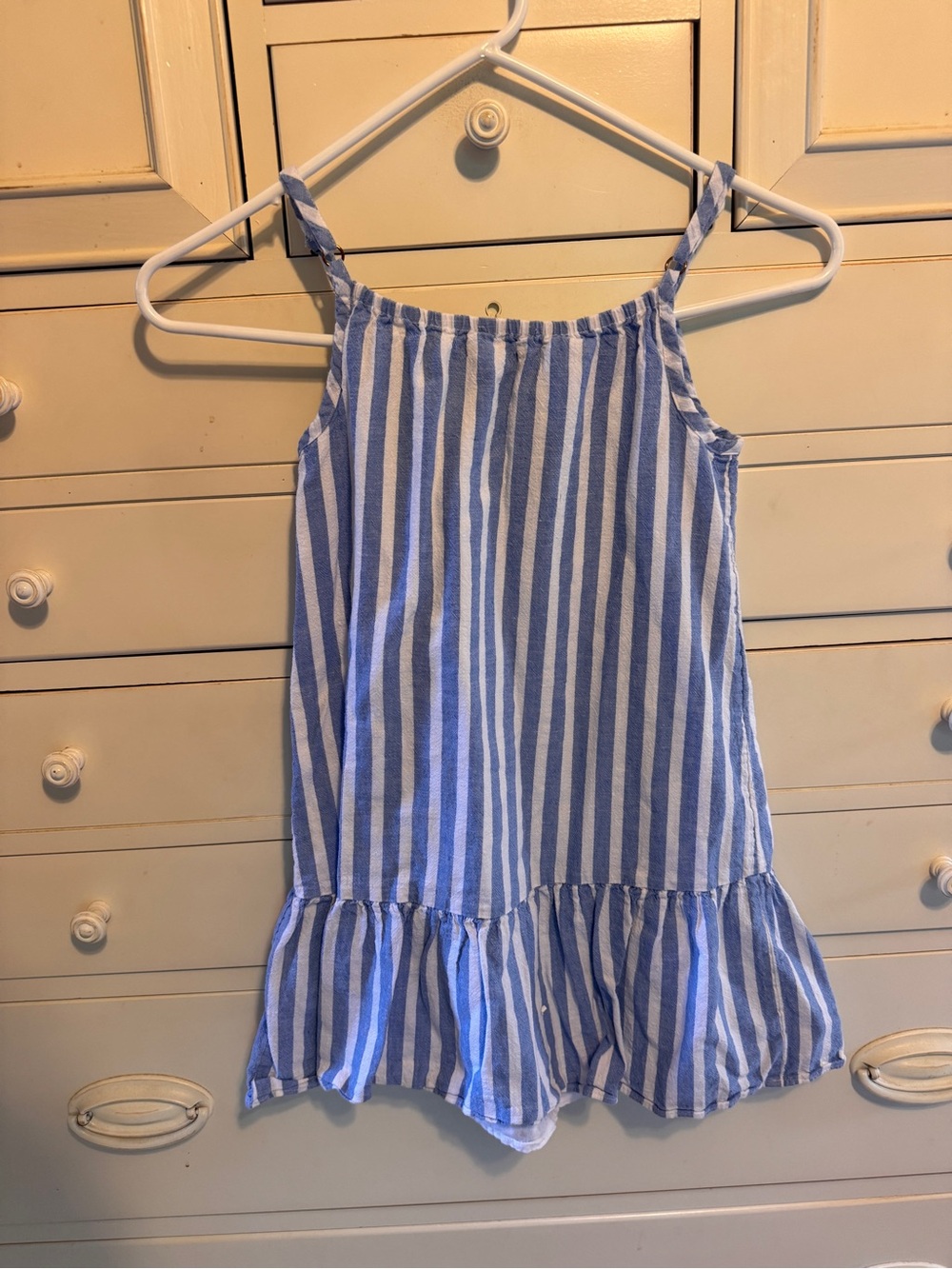 Vineyard Vines Girls Blue and White Stripe Ruffle Hem Sundress